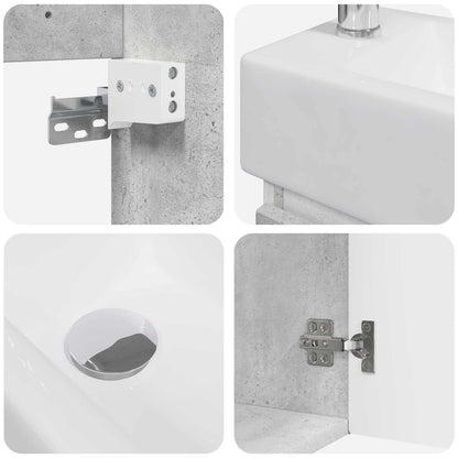 Mobile bagno con rubinetto Grigio Cemento 45,5 x 22,5 x 84 cm | homemem39