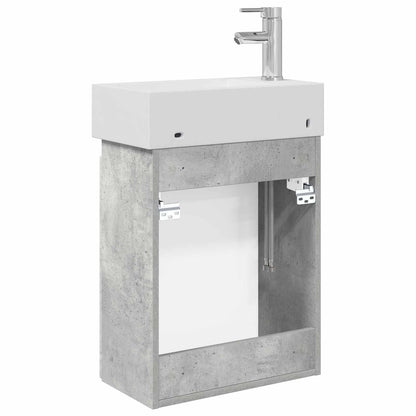 Mobile bagno con rubinetto Grigio Cemento 45,5 x 22,5 x 84 cm | homemem39