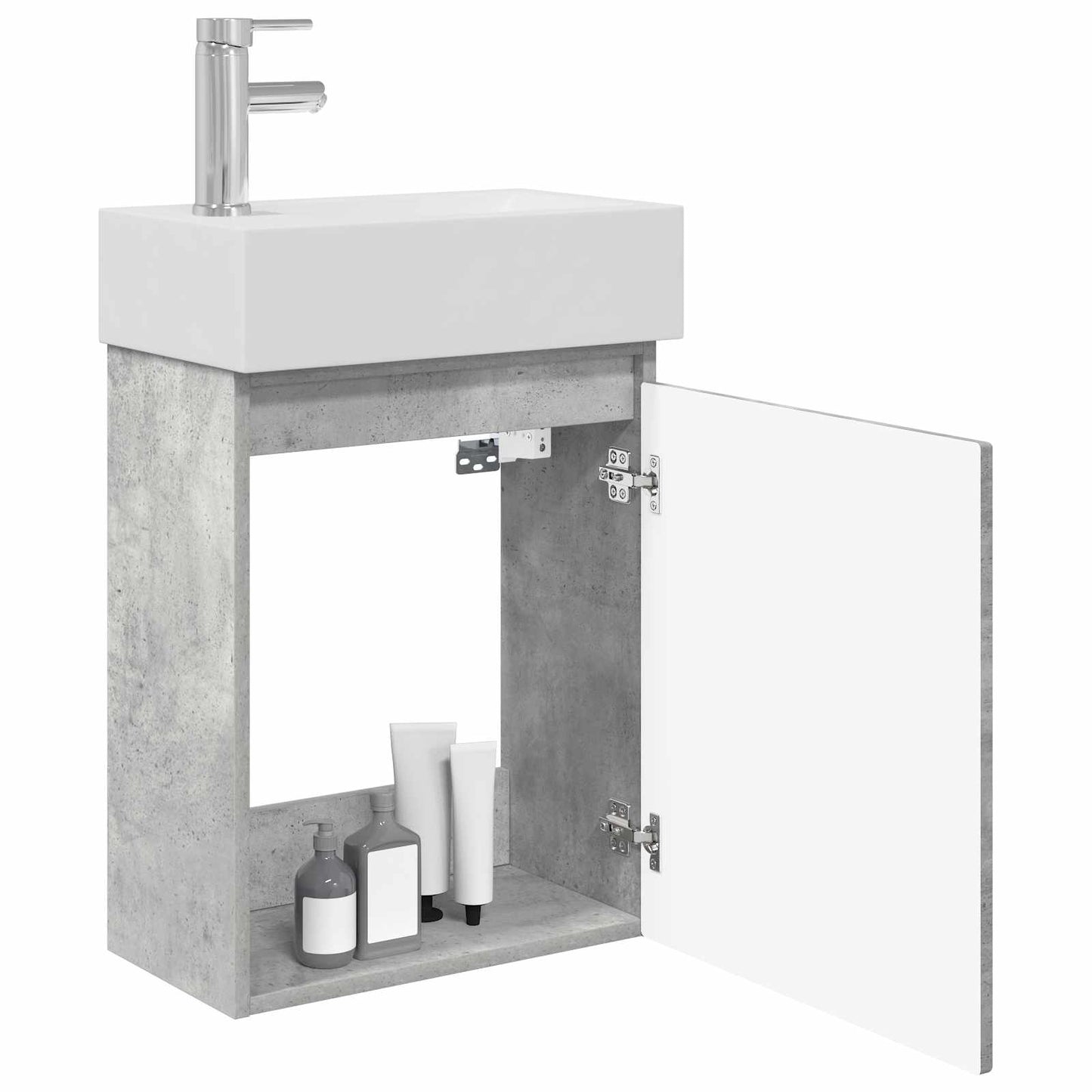 Mobile bagno con rubinetto Grigio Cemento 45,5 x 22,5 x 84 cm | homemem39