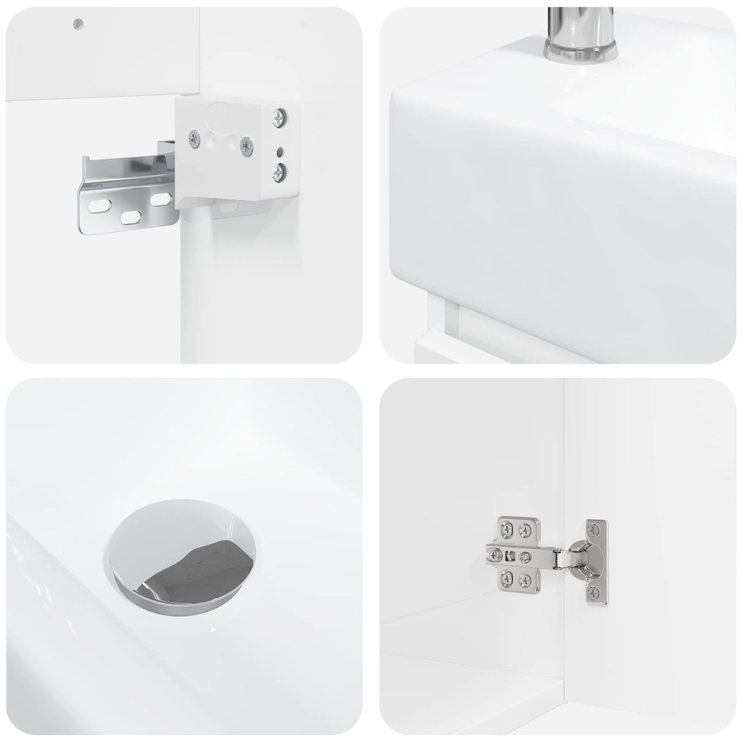 Mobile bagno con rubinetto Bianco Lucido 45,5 x 22,5 x 84 cm | homemem39