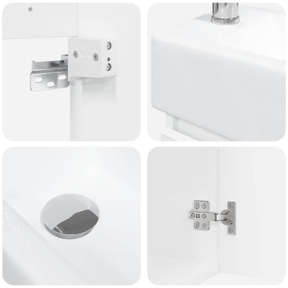 Mobile bagno con rubinetto Bianco Lucido 45,5 x 22,5 x 84 cm | homemem39
