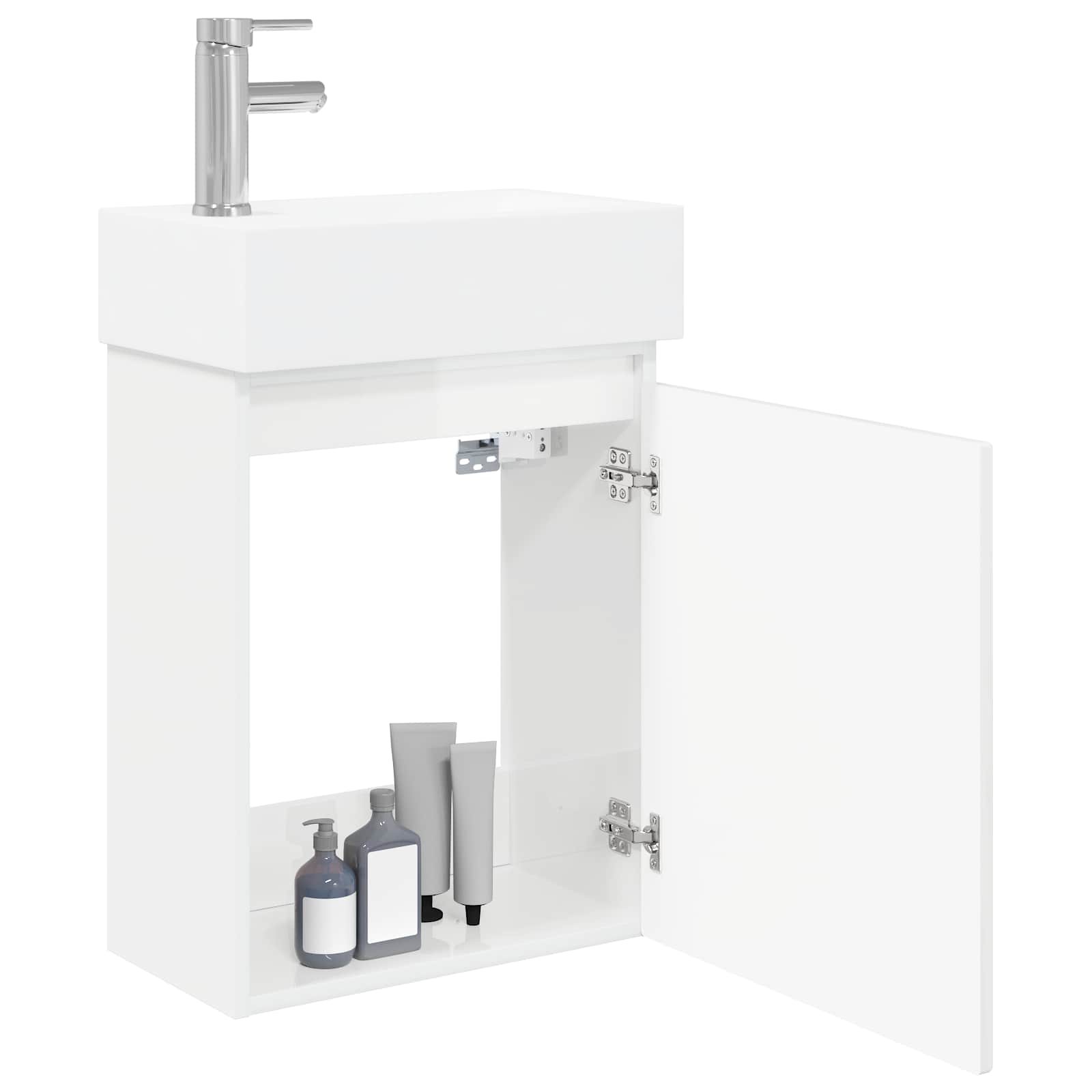 Mobile bagno con rubinetto Bianco Lucido 45,5 x 22,5 x 84 cm | homemem39