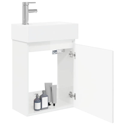 Mobile bagno con rubinetto Bianco Lucido 45,5 x 22,5 x 84 cm | homemem39