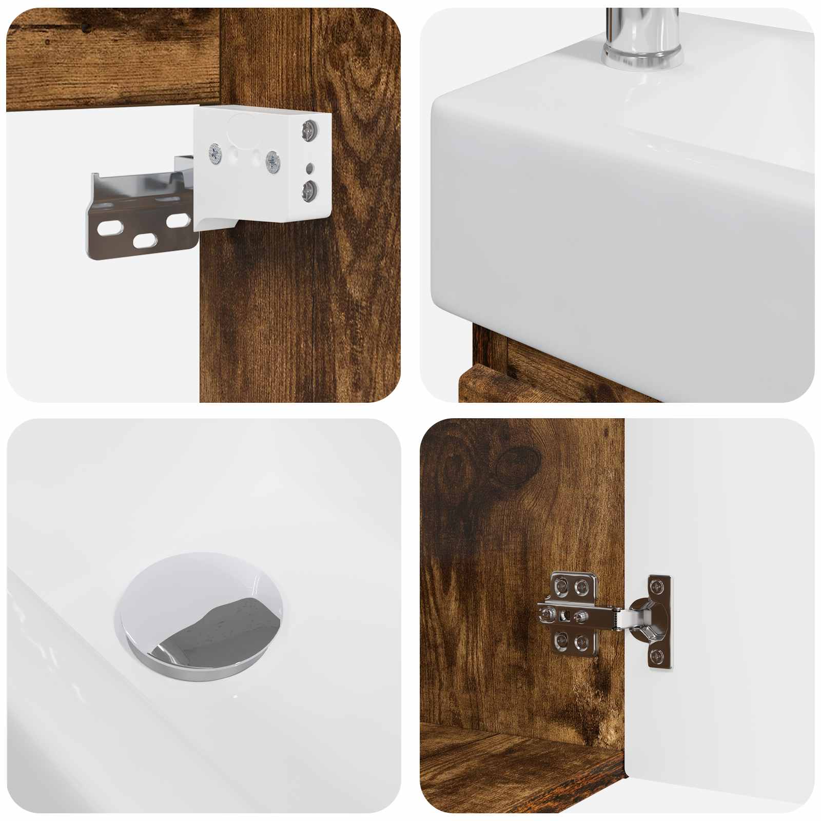 Mobile bagno con rubinetto Rovere Fumo 45,5 x 22,5 x 84 cm | homemem39