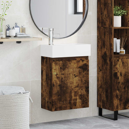 Mobile bagno con rubinetto Rovere Fumo 45,5 x 22,5 x 84 cm | homemem39