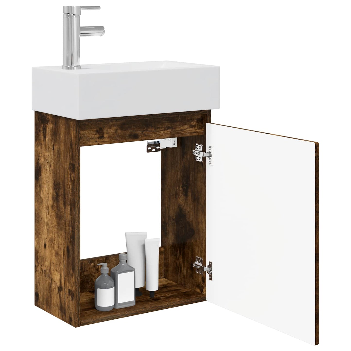 Mobile bagno con rubinetto Rovere Fumo 45,5 x 22,5 x 84 cm | homemem39