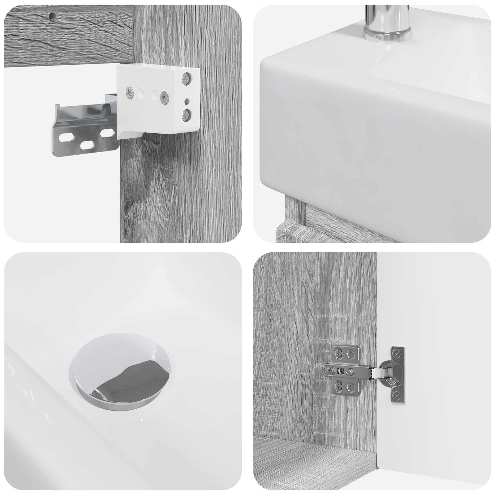 Mobile bagno con rubinetto Sonoma grigio 45,5 x 22,5 x 84 cm | homemem39