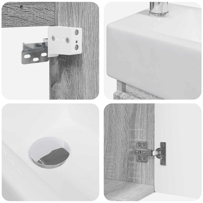 Mobile bagno con rubinetto Sonoma grigio 45,5 x 22,5 x 84 cm | homemem39