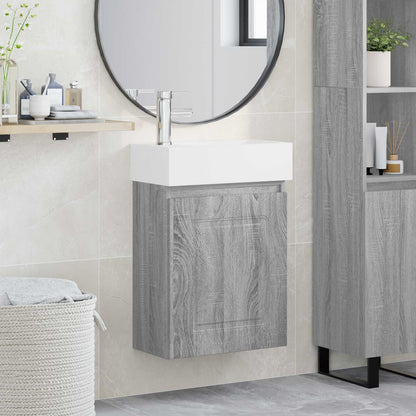Mobile bagno con rubinetto Sonoma grigio 45,5 x 22,5 x 84 cm | homemem39