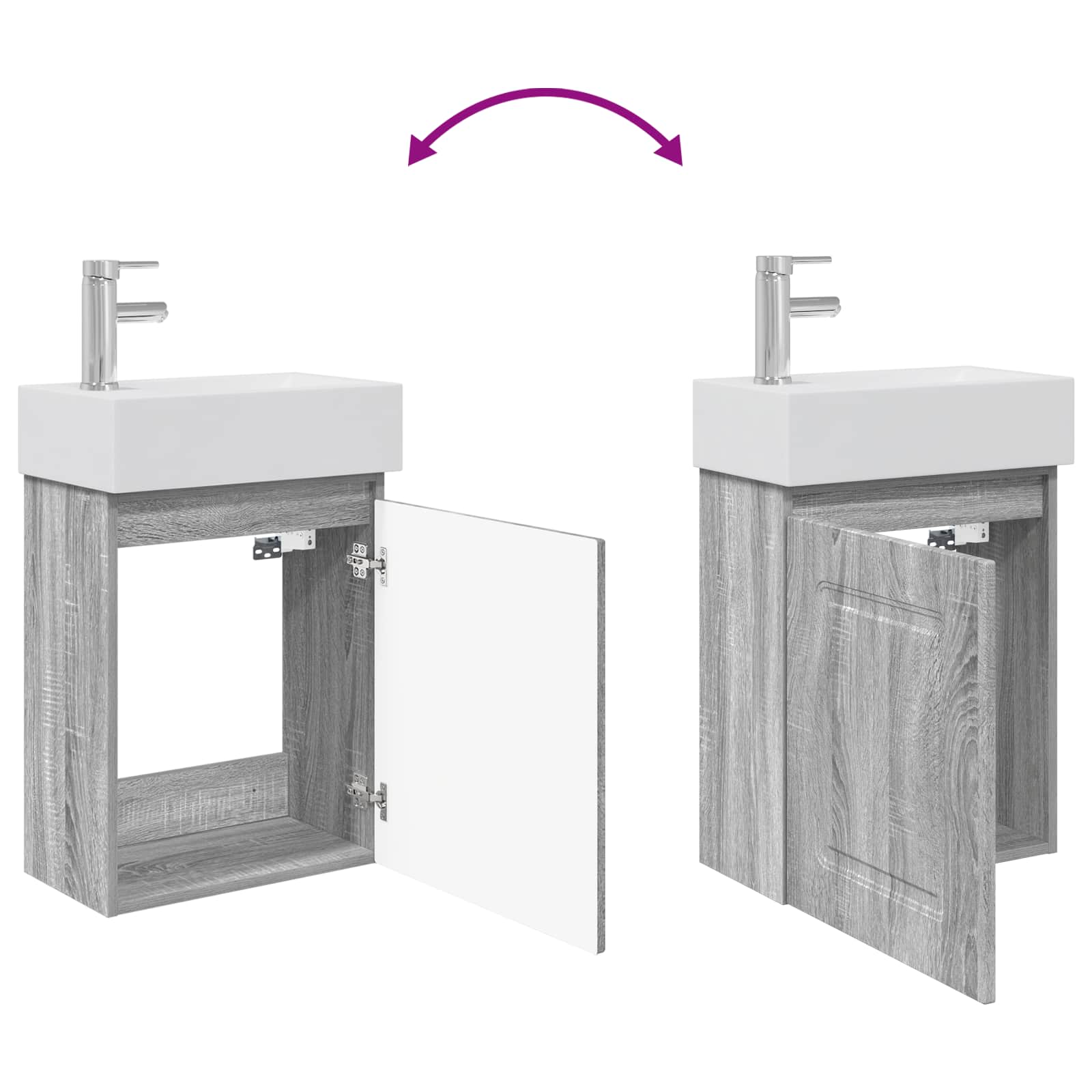 Mobile bagno con rubinetto Sonoma grigio 45,5 x 22,5 x 84 cm | homemem39