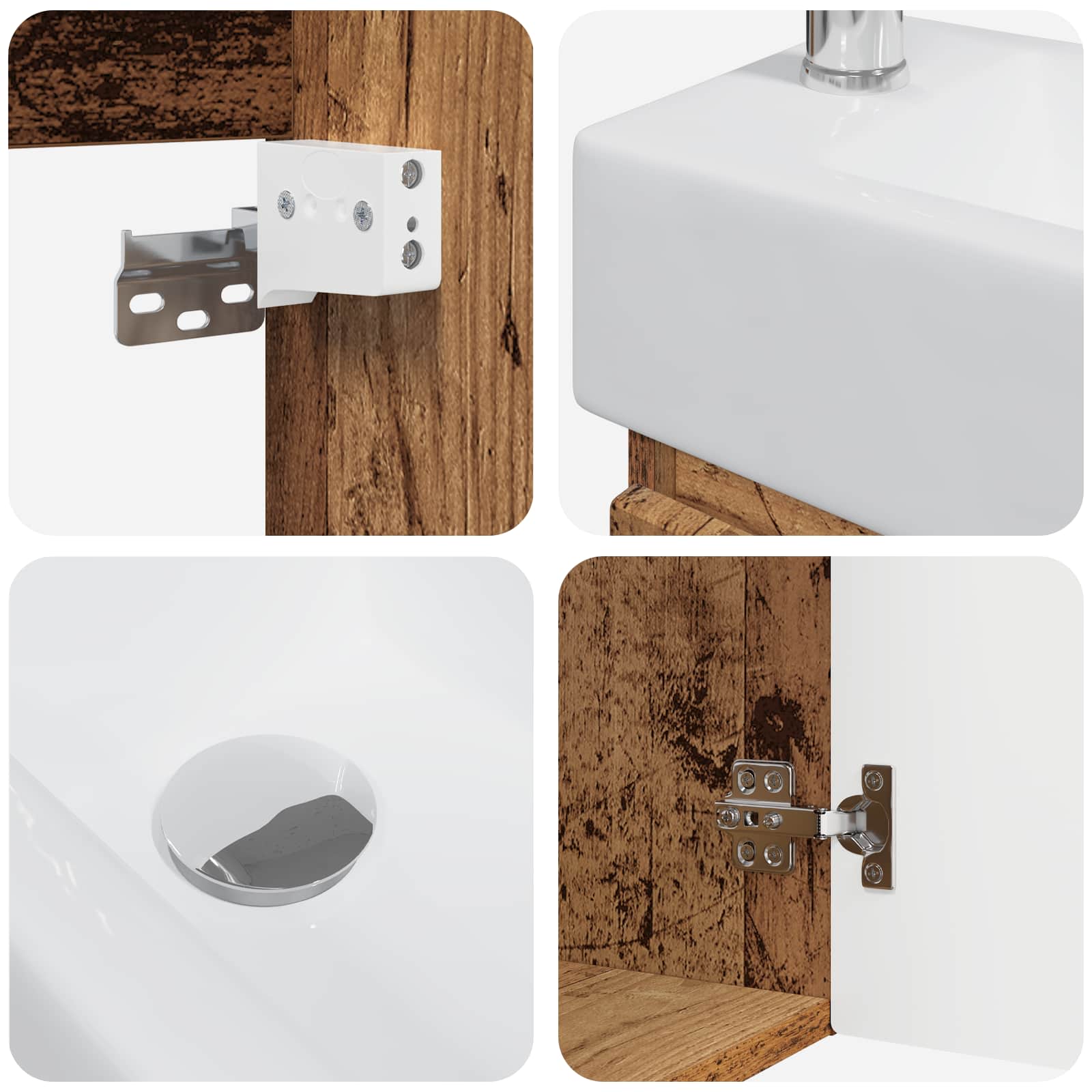 Mobile bagno con rubinetto Legno antico 45,5 x 22,5 x 84 cm | homemem39
