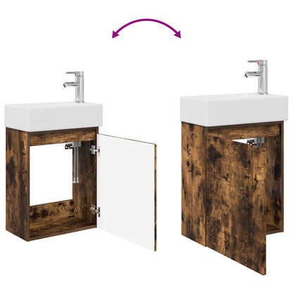 Mobile bagno con rubinetto Rovere Fumo 45,5 x 22,5 x 84 cm