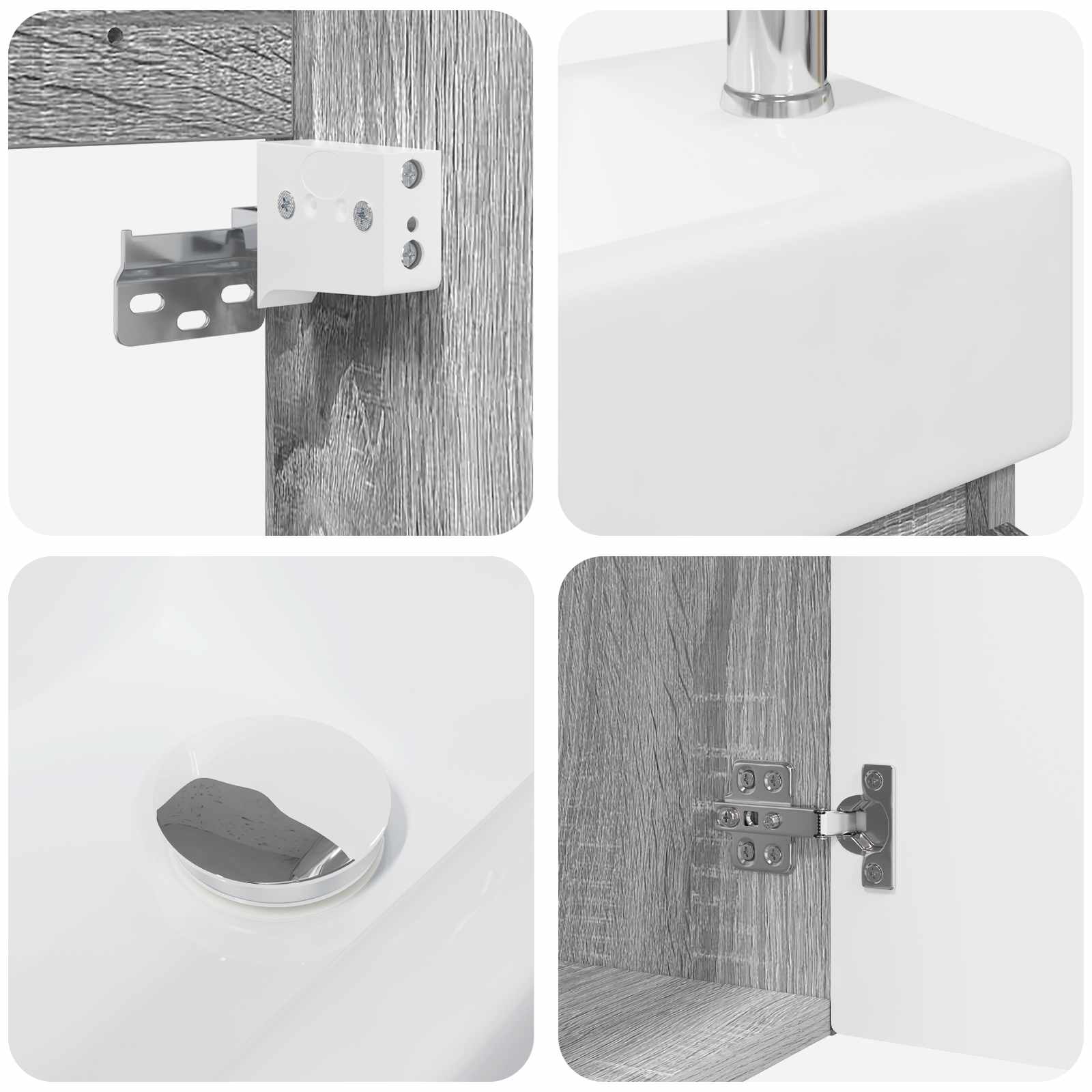 Mobile bagno con rubinetto Sonoma grigio 45,5 x 22,5 x 84 cm | homemem39