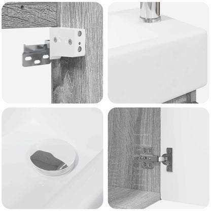 Mobile bagno con rubinetto Sonoma grigio 45,5 x 22,5 x 84 cm | homemem39