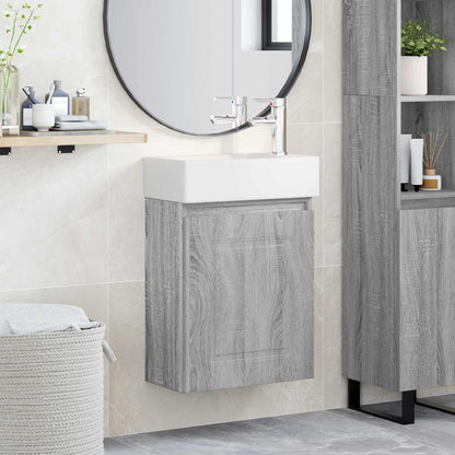 Mobile bagno con rubinetto Sonoma grigio 45,5 x 22,5 x 84 cm | homemem39
