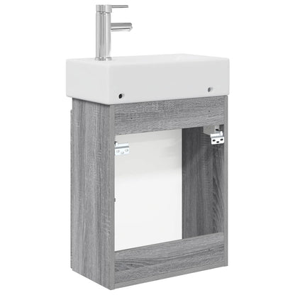 Mobile bagno con rubinetto Sonoma grigio 45,5 x 22,5 x 84 cm | homemem39