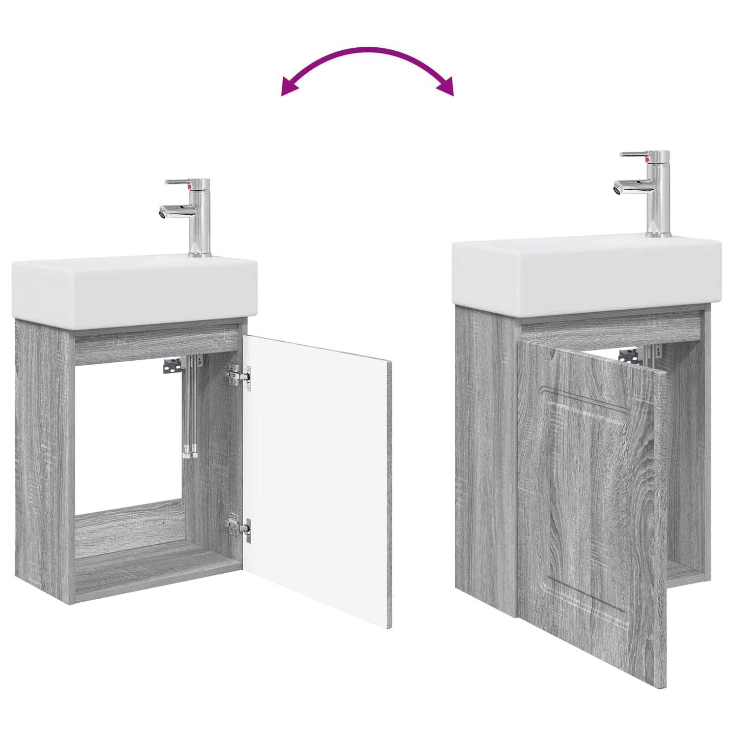 Mobile bagno con rubinetto Sonoma grigio 45,5 x 22,5 x 84 cm | homemem39
