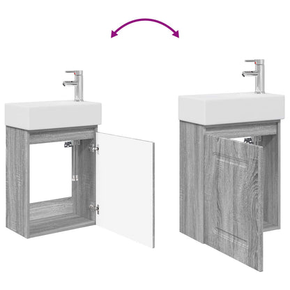 Mobile bagno con rubinetto Sonoma grigio 45,5 x 22,5 x 84 cm | homemem39
