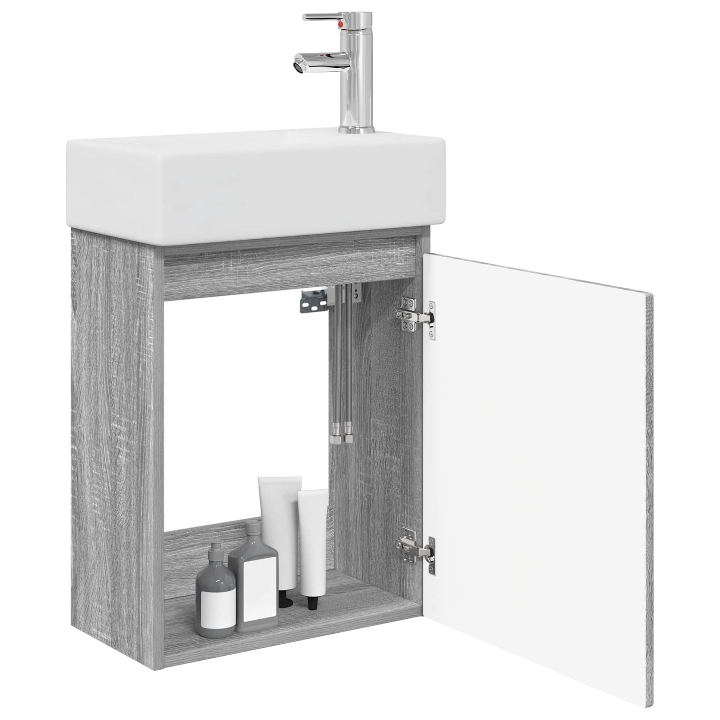 Mobile bagno con rubinetto Sonoma grigio 45,5 x 22,5 x 84 cm | homemem39