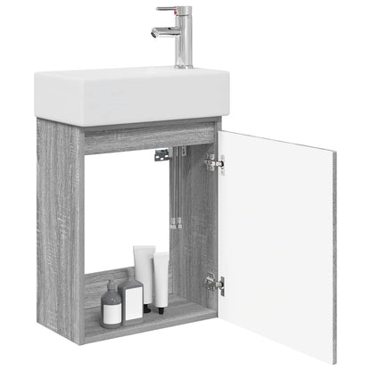 Mobile bagno con rubinetto Sonoma grigio 45,5 x 22,5 x 84 cm | homemem39