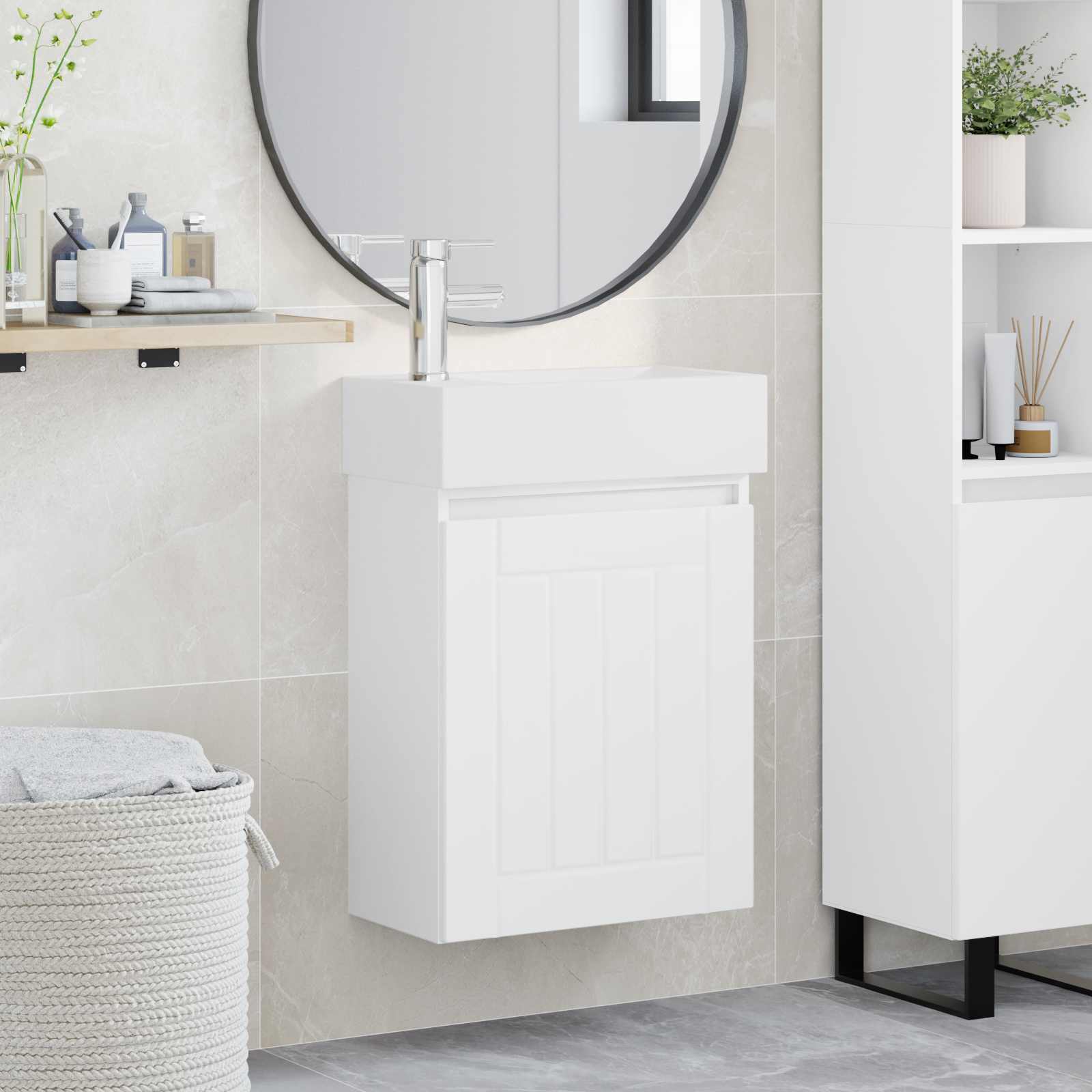 Mobile bagno con rubinetto Bianco 45,5 x 25,5 x 84 cm | homemem39