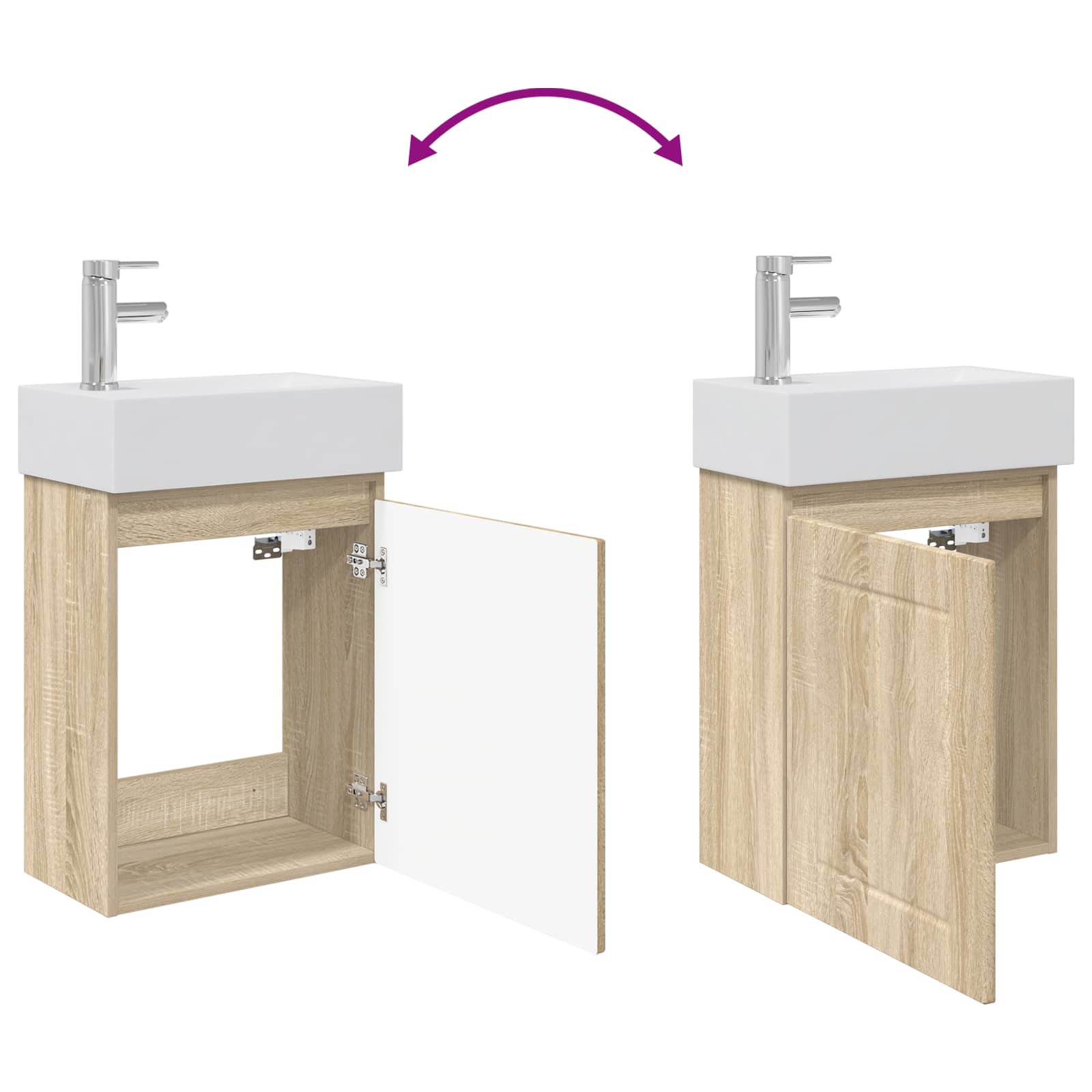 Mobile bagno con rubinetto Rovere Sonoma 45,5 x 25,5 x 84 cm | homemem39