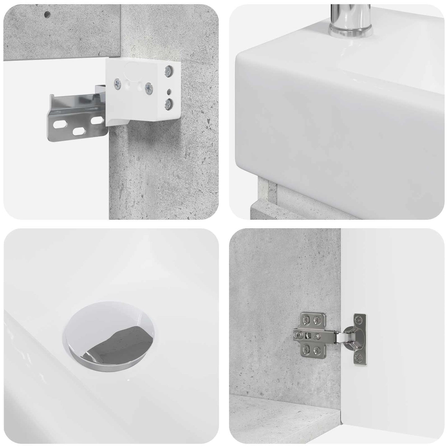 Mobile bagno con rubinetto Grigio Cemento 45,5 x 25,5 x 84 cm | homemem39