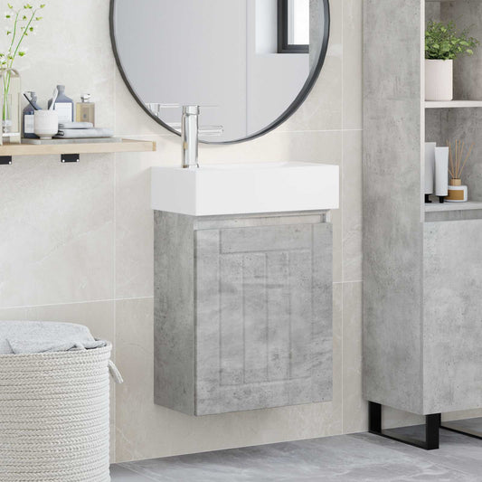 Mobile bagno con rubinetto Grigio Cemento 45,5 x 25,5 x 84 cm | homemem39