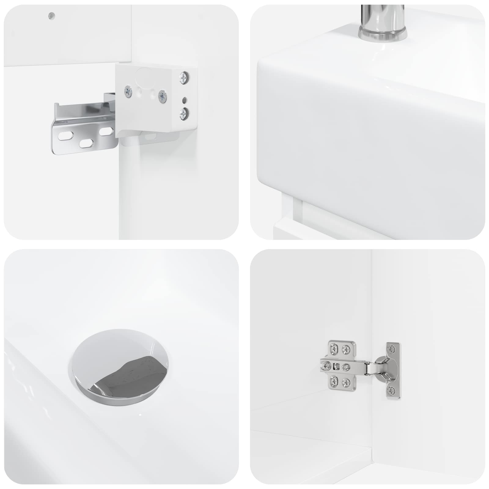 Mobile bagno con rubinetto Bianco Lucido 45,5 x 25,5 x 84 cm | homemem39