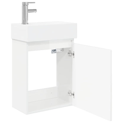 Mobile bagno con rubinetto Bianco Lucido 45,5 x 25,5 x 84 cm | homemem39