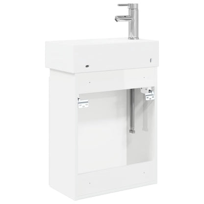 Mobile bagno con rubinetto Bianco Lucido 45,5 x 25,5 x 84 cm | homemem39