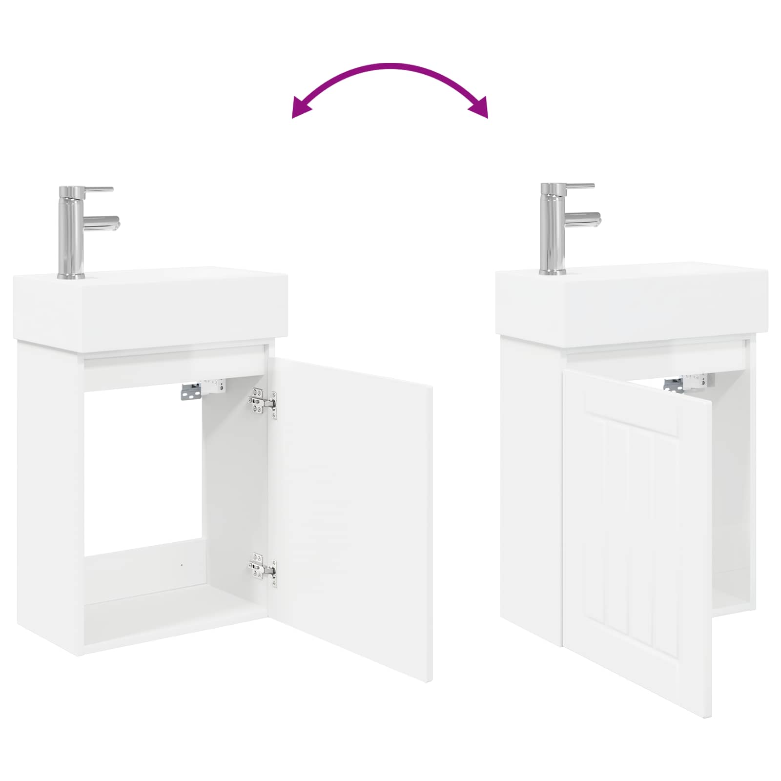 Mobile bagno con rubinetto Bianco Lucido 45,5 x 25,5 x 84 cm | homemem39