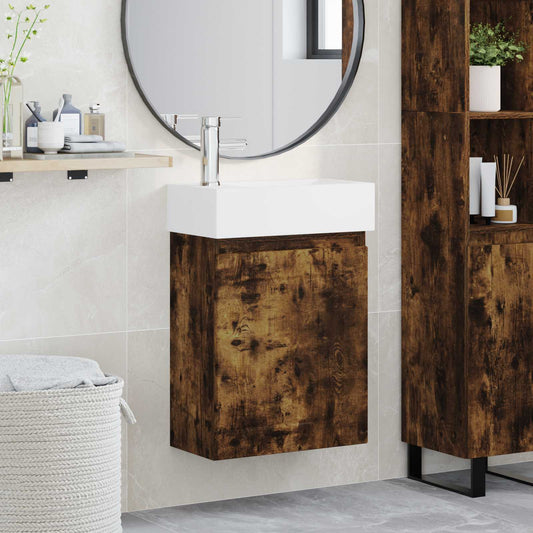 Mobile bagno con rubinetto Rovere Fumo 45,5 x 25,5 x 84 cm - homemem39