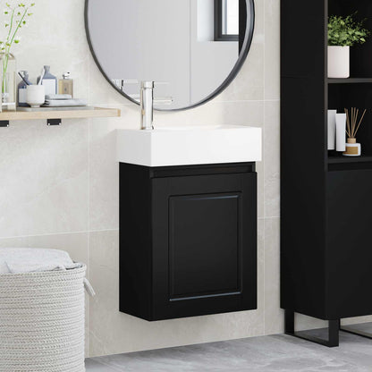 Mobile bagno con rubinetto Nero 45,5 x 22,5 x 84 cm | homemem39
