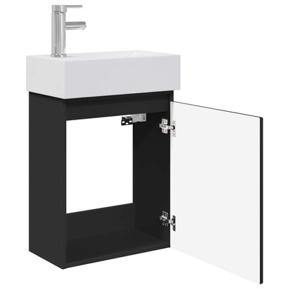 Mobile bagno con rubinetto Nero 45,5 x 22,5 x 84 cm | homemem39