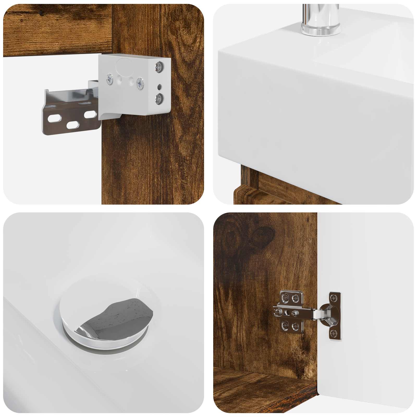 Mobile bagno con rubinetto Rovere Fumo 45,5 x 22,5 x 84 cm | homemem39