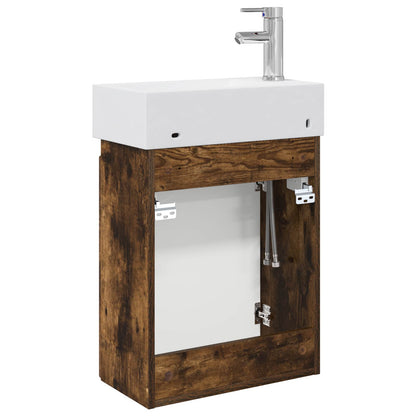 Mobile bagno con rubinetto Rovere Fumo 45,5 x 22,5 x 84 cm | homemem39