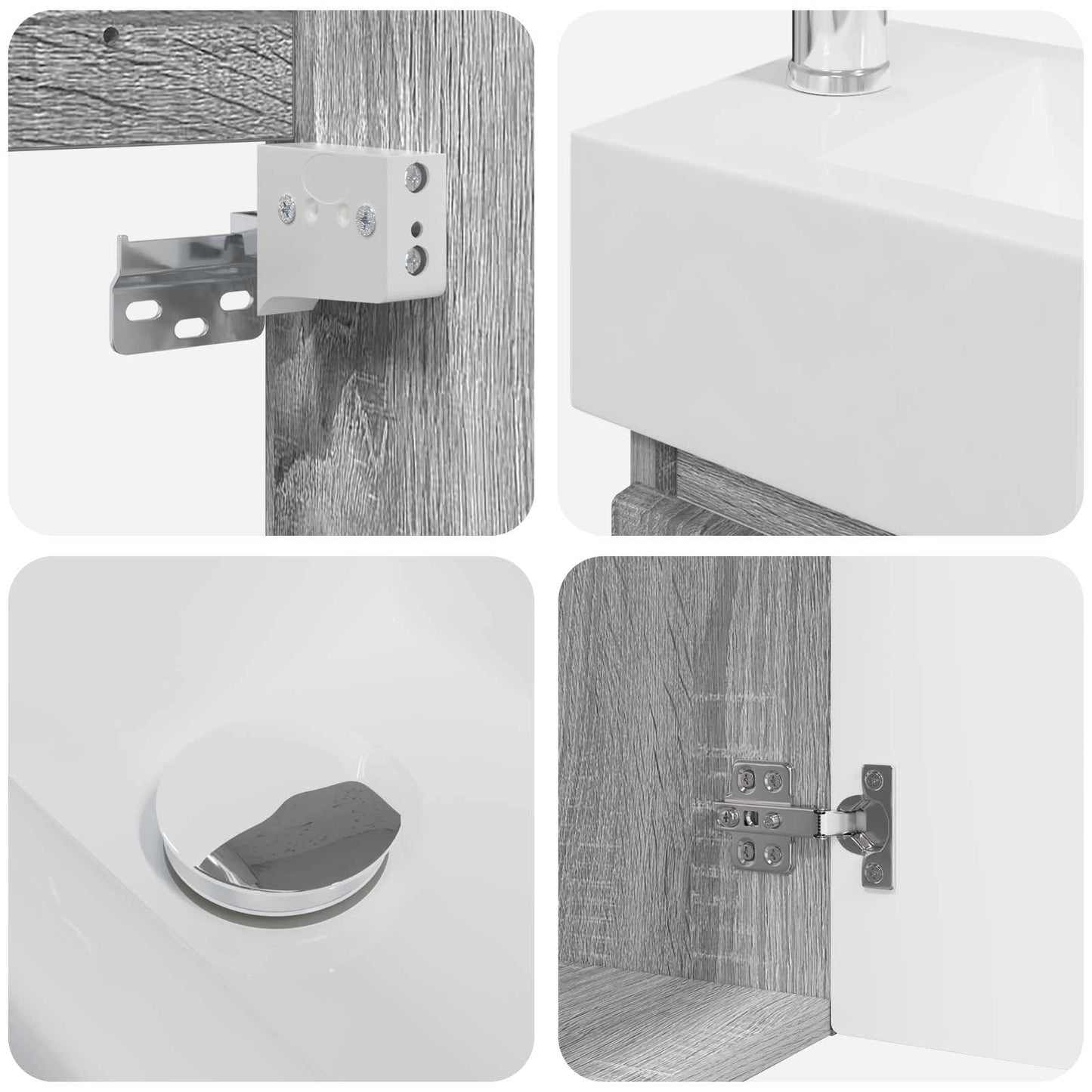 Mobile bagno con rubinetto Sonoma grigio 45,5 x 22,5 x 84 cm | homemem39