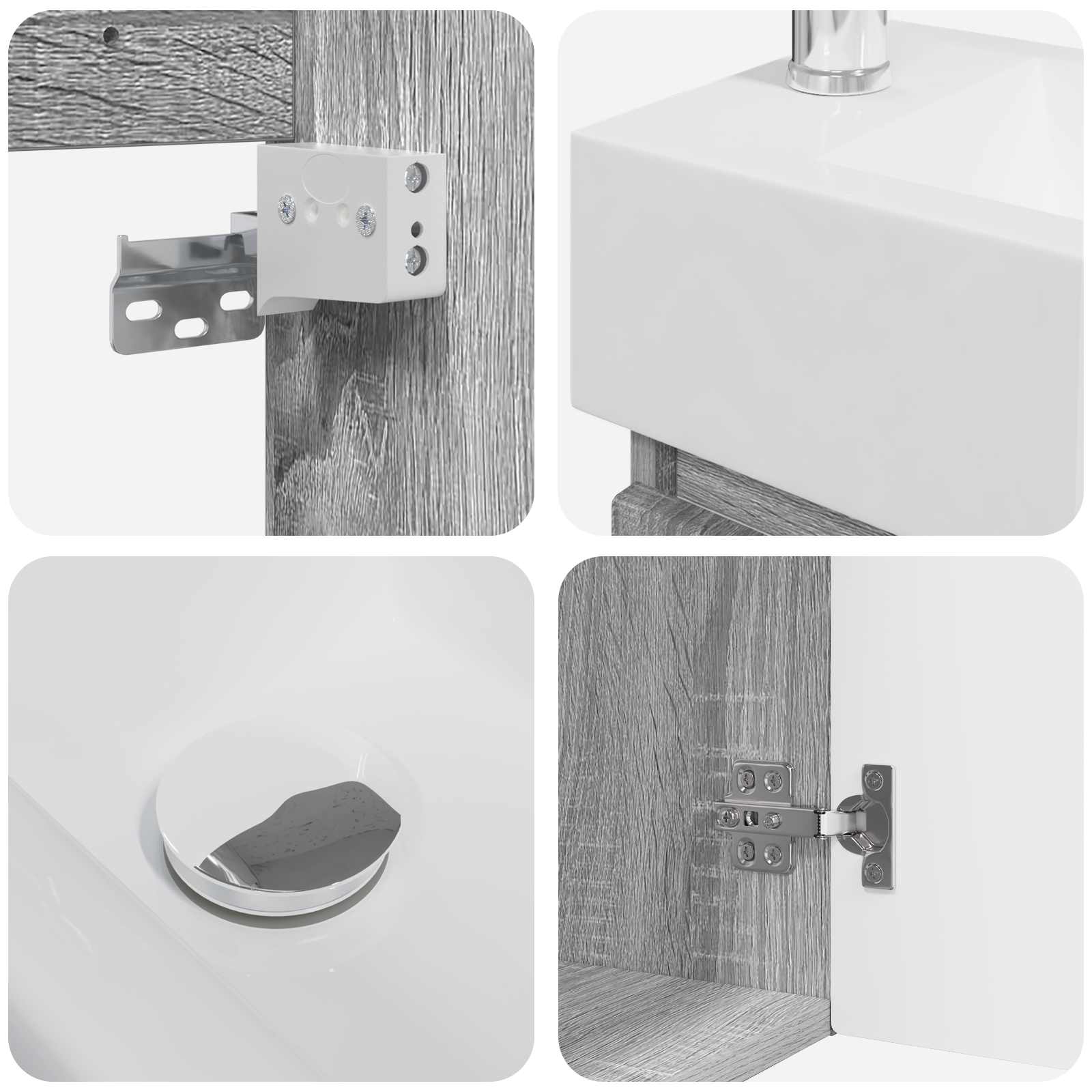 Mobile bagno con rubinetto Sonoma grigio 45,5 x 22,5 x 84 cm | homemem39
