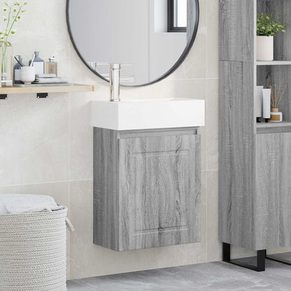 Mobile bagno con rubinetto Sonoma grigio 45,5 x 22,5 x 84 cm | homemem39