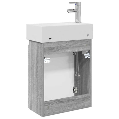 Mobile bagno con rubinetto Sonoma grigio 45,5 x 22,5 x 84 cm | homemem39
