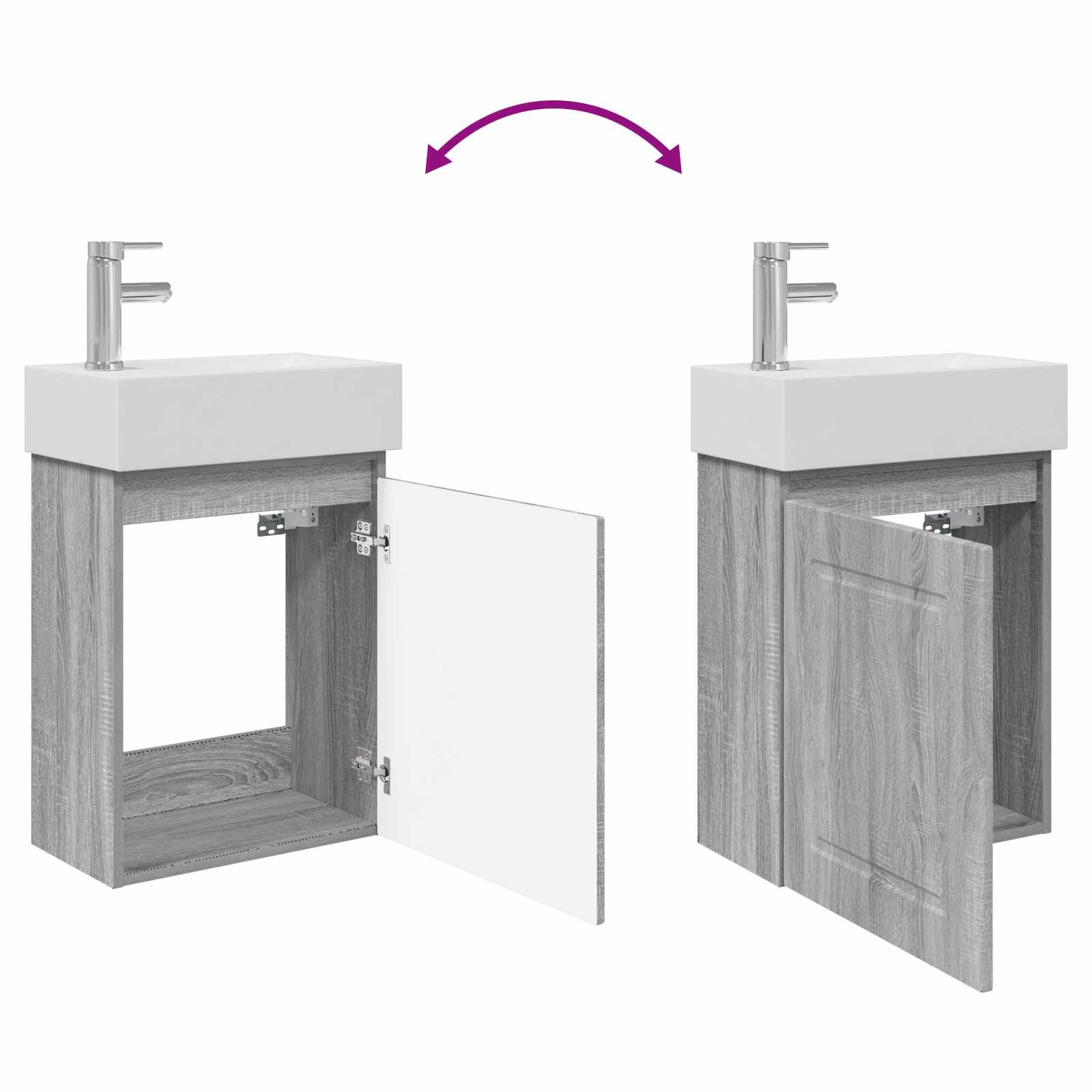 Mobile bagno con rubinetto Sonoma grigio 45,5 x 22,5 x 84 cm | homemem39