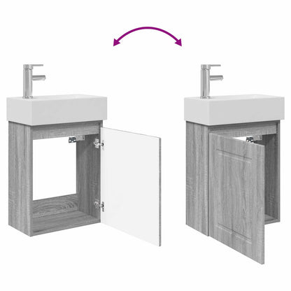 Mobile bagno con rubinetto Sonoma grigio 45,5 x 22,5 x 84 cm | homemem39