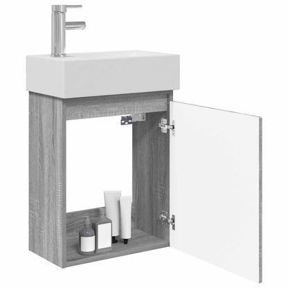 Mobile bagno con rubinetto Sonoma grigio 45,5 x 22,5 x 84 cm | homemem39