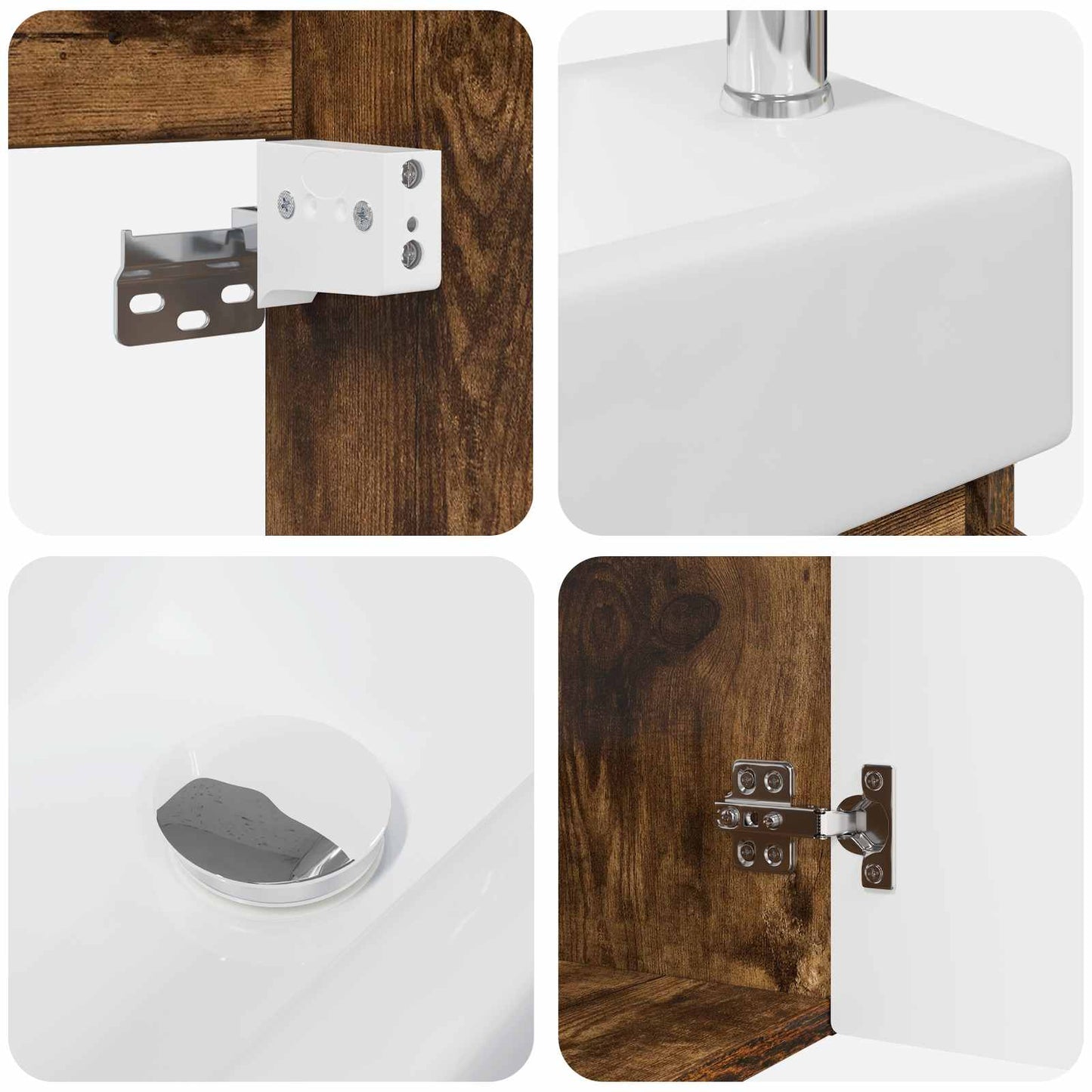 Mobile bagno con rubinetto Rovere Fumo 45,5 x 22,5 x 84 cm | homemem39