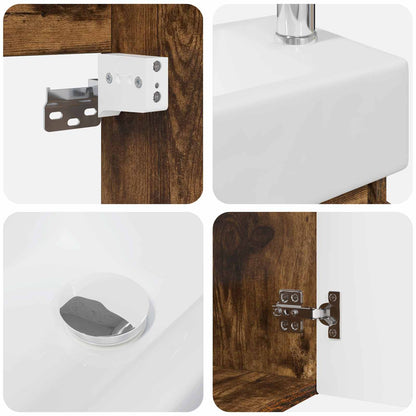 Mobile bagno con rubinetto Rovere Fumo 45,5 x 22,5 x 84 cm | homemem39