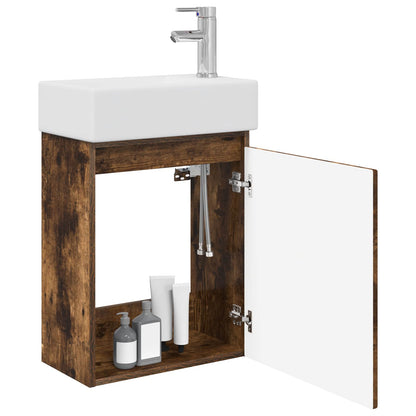Mobile bagno con rubinetto Rovere Fumo 45,5 x 22,5 x 84 cm | homemem39
