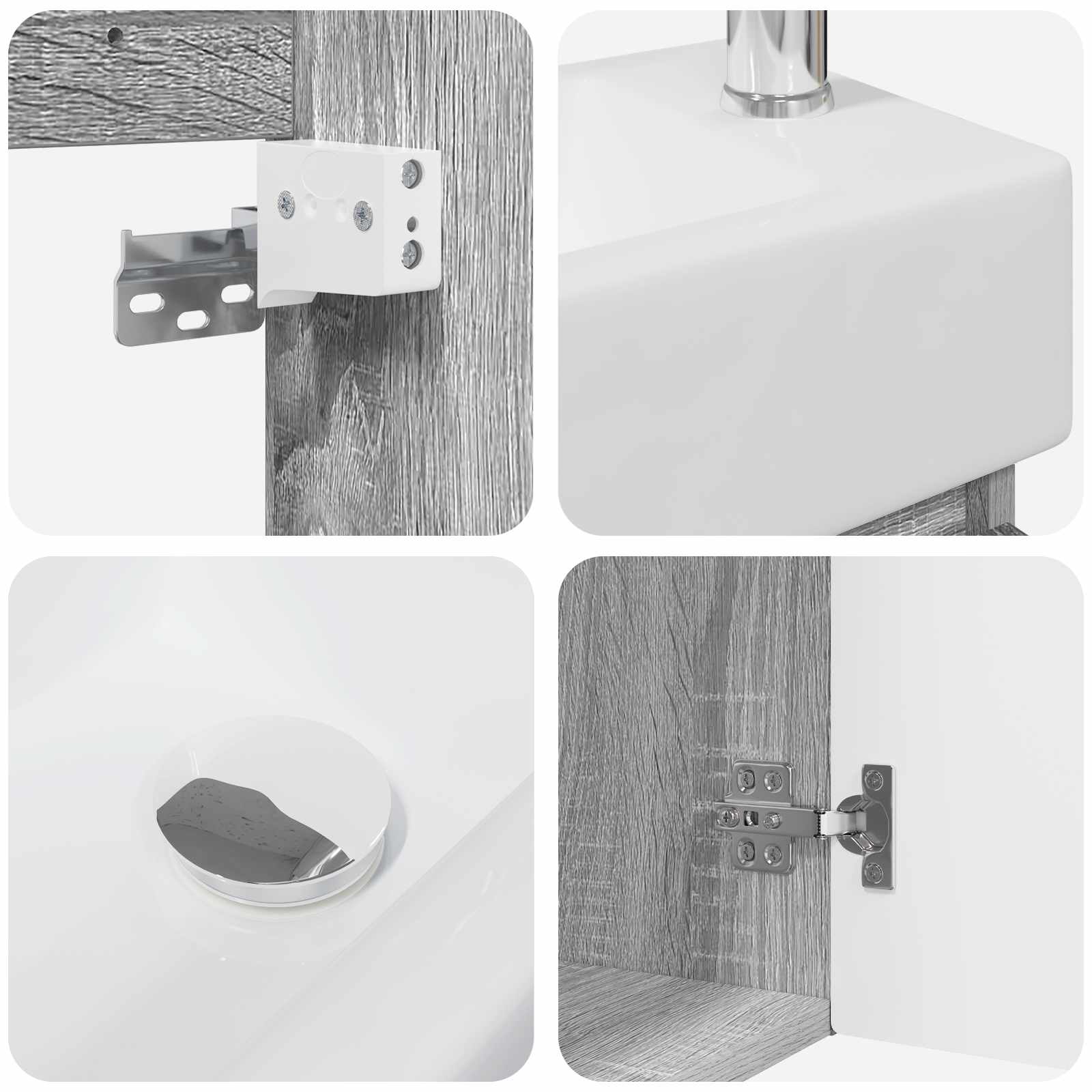 Mobile bagno con rubinetto Sonoma grigio 45,5 x 22,5 x 84 cm | homemem39