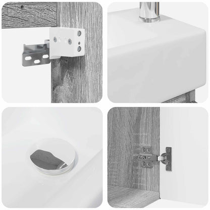 Mobile bagno con rubinetto Sonoma grigio 45,5 x 22,5 x 84 cm | homemem39
