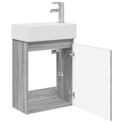 Mobile bagno con rubinetto Sonoma grigio 45,5 x 22,5 x 84 cm | homemem39